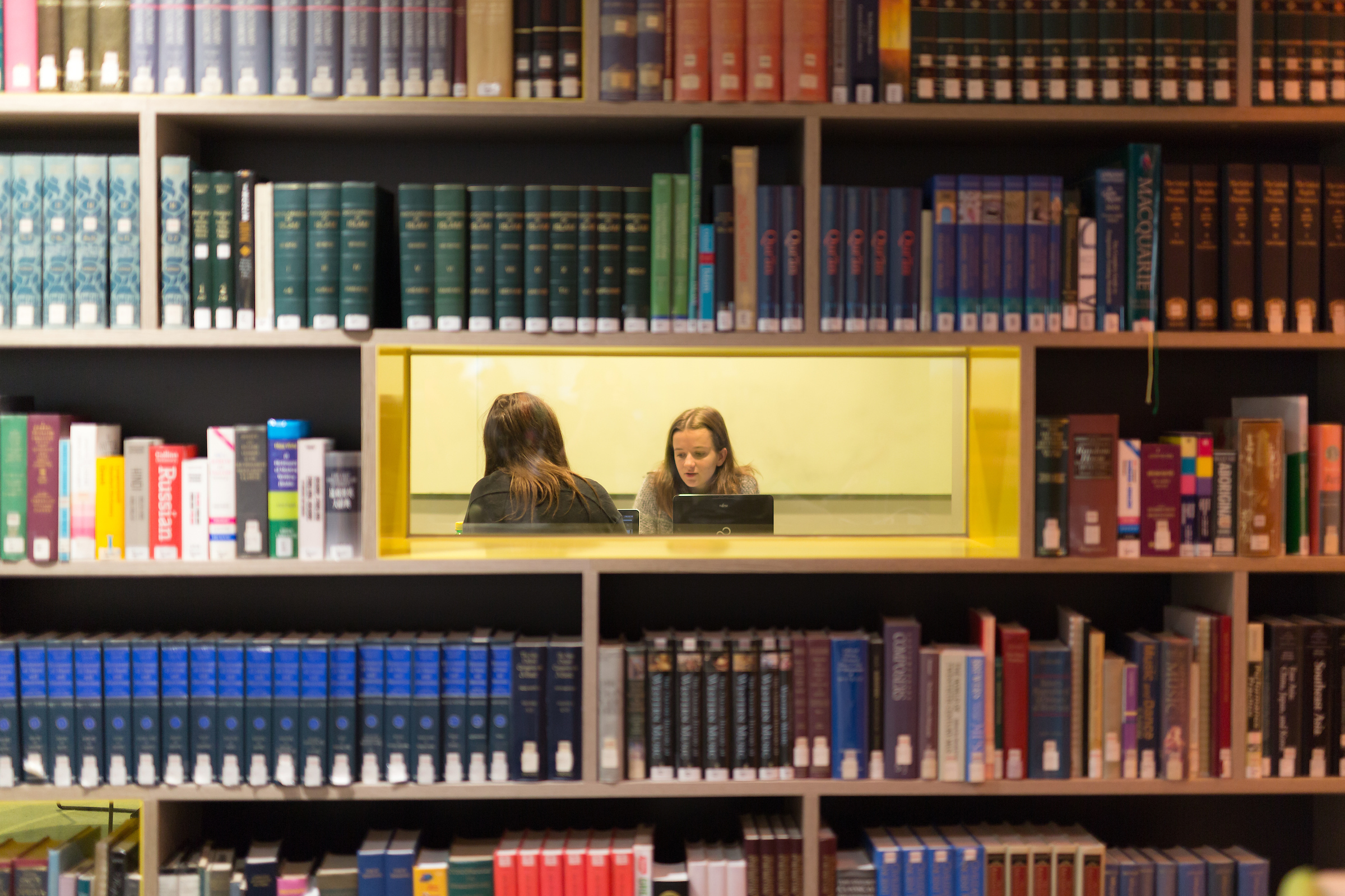 People in library